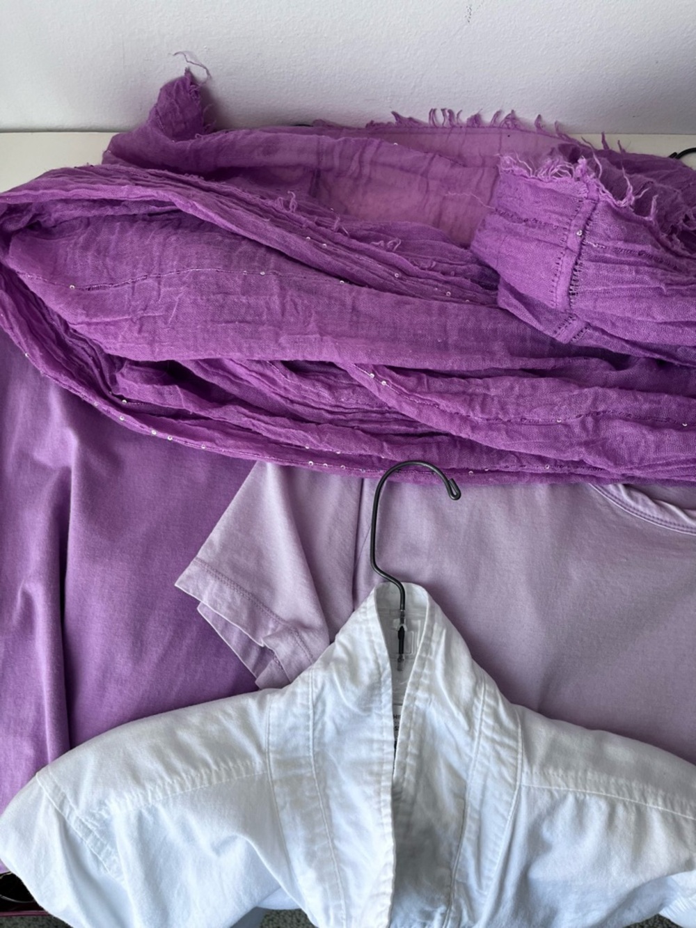 Lightweight Lavender-Colored Wrap and Infinity Scarf with Subtle Sequin Details - Picture 10 of 10